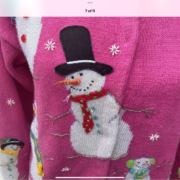 Design Options by Phillip Jane Gordon Sz S Snowman ⛄️ Beaded Sweater - Picture 8 of 10
